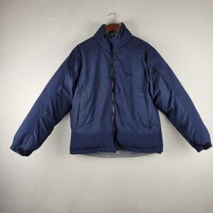 Bear USA Jacket Mens Medium Navy Blue Down Insulated Puffer Coat Stowable Hood